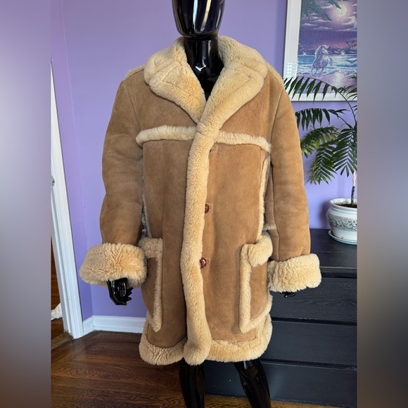 Saks Fifth Avenue brown shearling jacket coat Size 42 - Picture 5 of 17